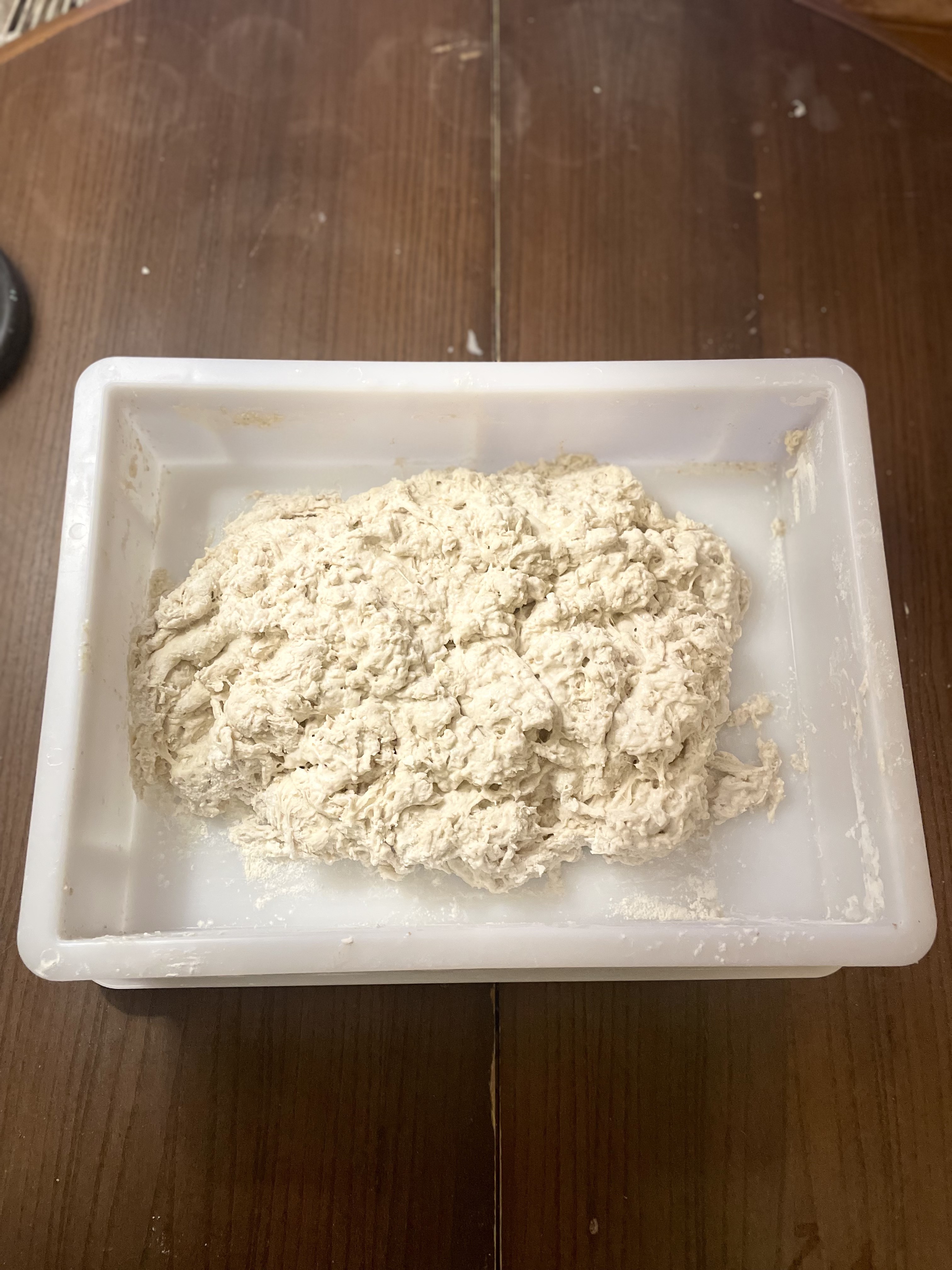 Final fold showing well-developed dough strength