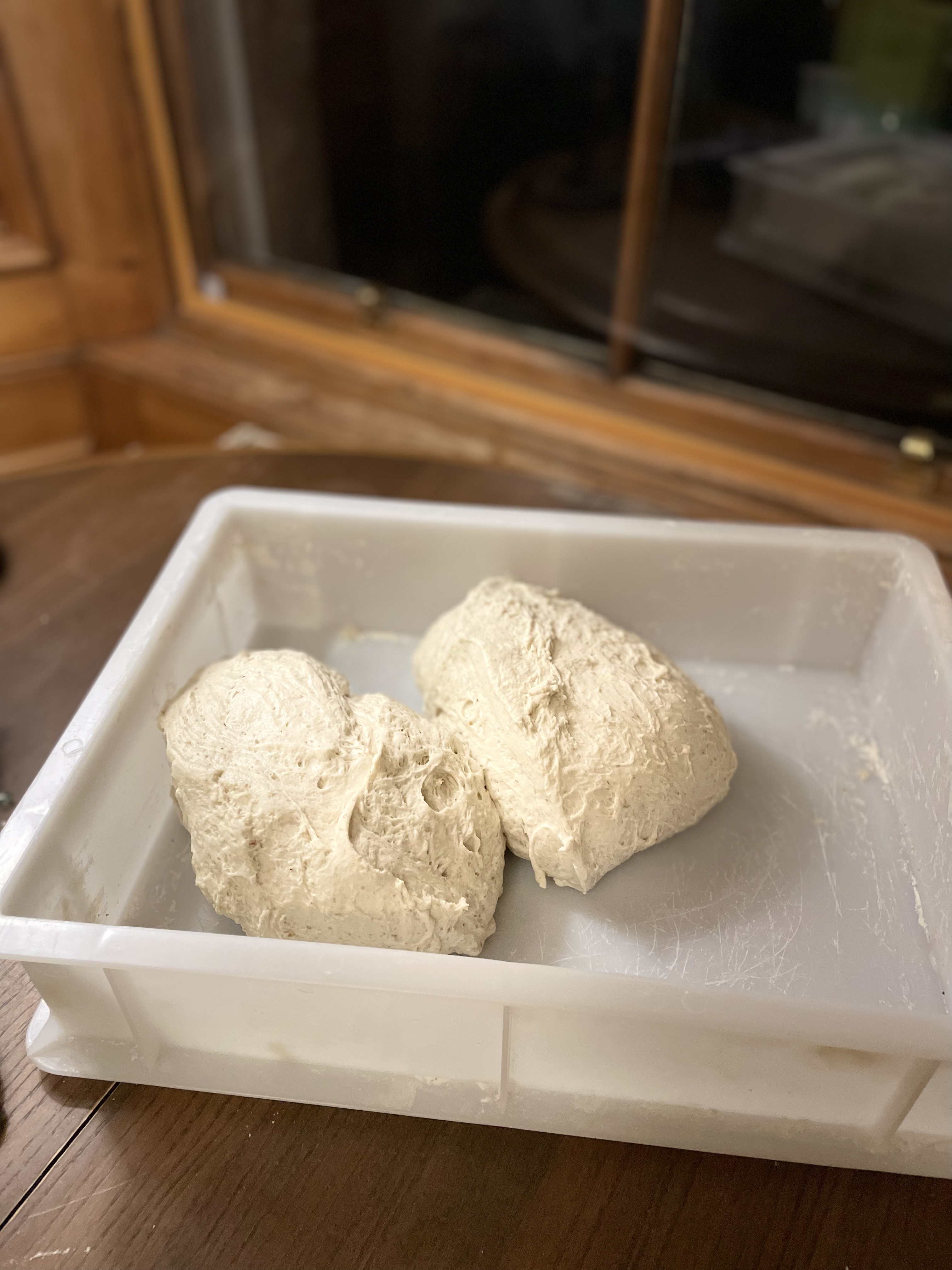 Dividing the dough into two equal pieces